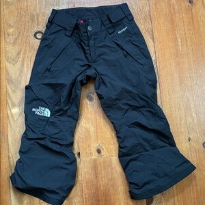 North Face black snow pants girls XXS 5 pink Derby insulated Hyvent pull on ski